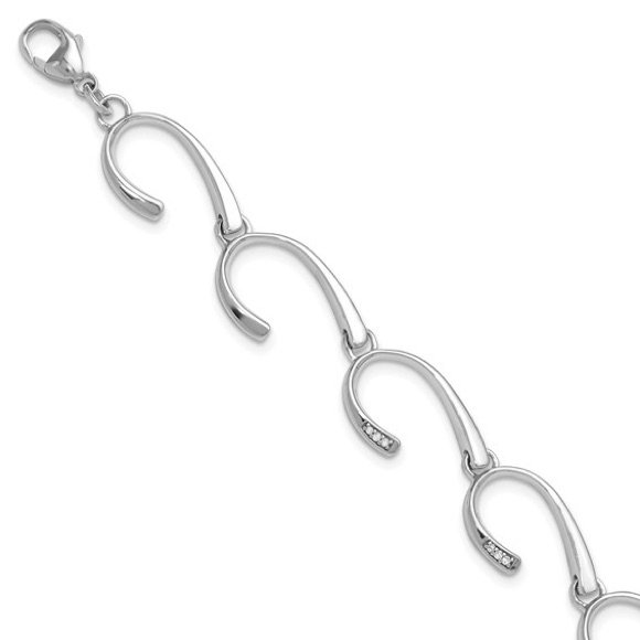 White Ice Sterling Silver 0.06ct Diamond Accent Bracelet 7-8